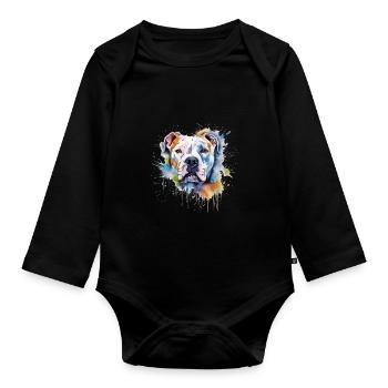 Bouledogue américain - Body Bébé bio manches longues - noir - Devant