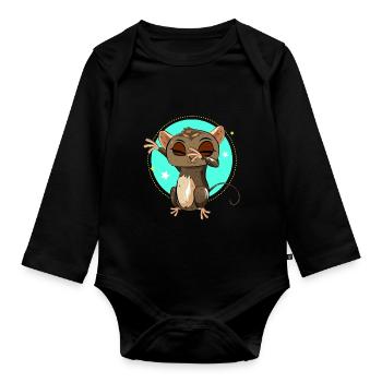 Tarsier Dabbing - Organic Longsleeve Baby Bodysuit - black - Front