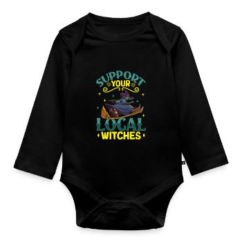 Sorcière Occulte Gothique Sombre Satanique Impie - Body Bébé bio manches longues - noir - Devant