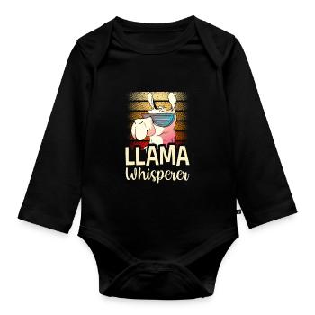 Lama Whisperer Dictons Lamas Llama Animal - Body Bébé bio manches longues - noir - Devant