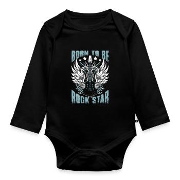 Born To Be A Rock Star Guitar Player - Organic Longsleeve Baby Bodysuit - black - Front