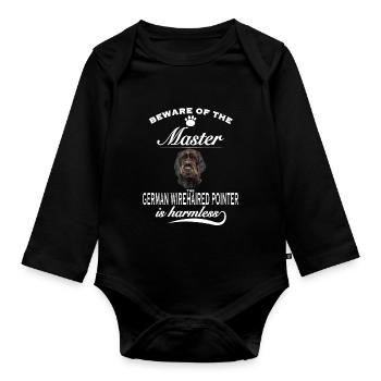 Beware of the master, German Wirehaired Pointer - Baby Bio-Langarm-Body - Schwarz - Vorne