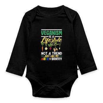 Le véganisme est un mode de vie et non une tendance comme la mienne. - Body Bébé bio manches longues - noir - Devant