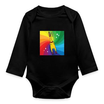 Rubber Chickens Regenbogen Gummihuhn - Baby Bio-Langarm-Body - Schwarz - Vorne