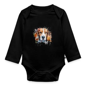 Beagle - Body Bébé bio manches longues - noir - Devant