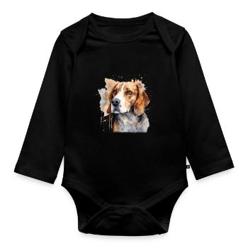 Beagle - Body Bébé bio manches longues - noir - Devant