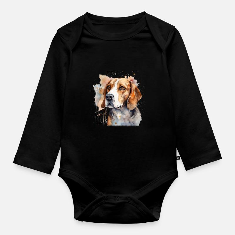 Beagle - Baby Bio-Langarm-Body - Schwarz