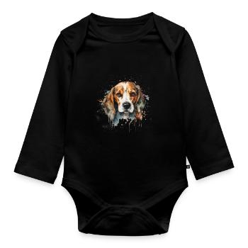 Beagle - Organic Longsleeve Baby Bodysuit - black - Front