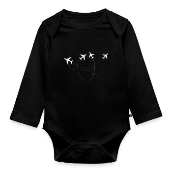Flugzeuge Flugzeug Pilot - Baby Bio-Langarm-Body - Schwarz - Vorne