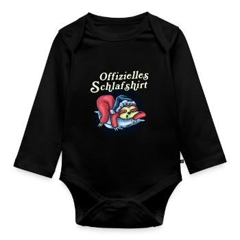 Faultier Tshirt Damen Herren Faul Müde Bürohumor - Baby Bio-Langarm-Body - Schwarz - Vorne