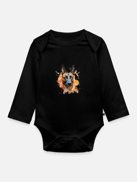 Belgian Malinois - Baby Bio-Langarm-Body - Schwarz