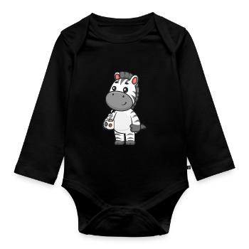 Zebra - Baby Bio-Langarm-Body - Schwarz - Vorne