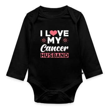 J’aime mon mari atteint de cancer - Body Bébé bio manches longues - noir - Devant