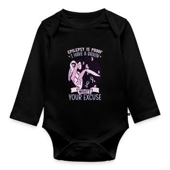 Epilepsy Is Proof - Organic Longsleeve Baby Bodysuit - black - Front