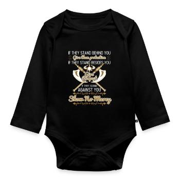 Give Protection Respect No Mercy - Baby Bio-Langarm-Body - Schwarz - Vorne