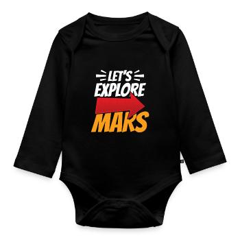 Explorons l’espace de la planète astronaute martienne - Body Bébé bio manches longues - noir - Devant