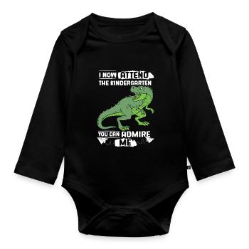 Dino T Rex Kita Kindergarten 2023 - Baby Bio-Langarm-Body - Schwarz - Vorne