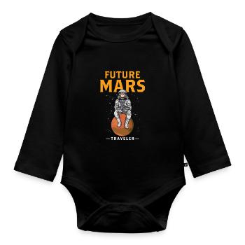 Future Mars Traveler Planet Astronaut - Organic Longsleeve Baby Bodysuit - black - Front