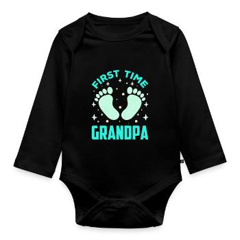 La première fois grand-père mignon première fois grands-parents - Body Bébé bio manches longues - noir - Devant