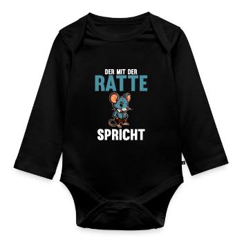 Nagetier Ratte Ratten - Baby Bio-Langarm-Body - Schwarz - Vorne