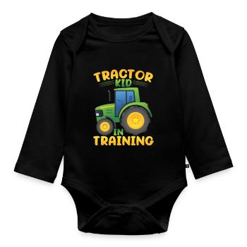 Tractor Kid en formation - Body Bébé bio manches longues - noir - Devant