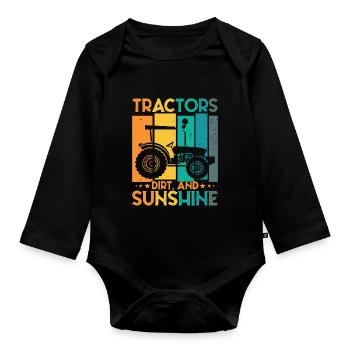 Tractor Toddler Farming Farmer - Organic Longsleeve Baby Bodysuit - black - Front