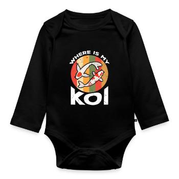 Where Is My Koi - Baby Bio-Langarm-Body - Schwarz - Vorne