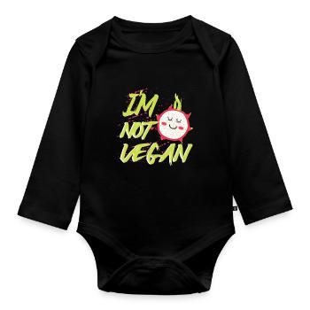 Im Not Vegan - Baby Bio-Langarm-Body - Schwarz - Vorne