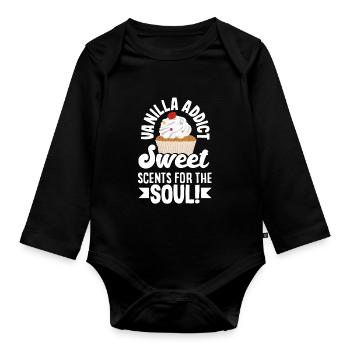 Vanilla Addict Sweet Scents for the Soul - Organic Longsleeve Baby Bodysuit - black - Front