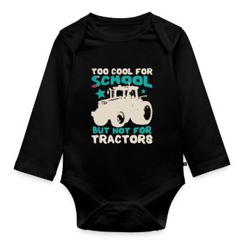 Kids Tractor Farming - Organic Longsleeve Baby Bodysuit - black - Front