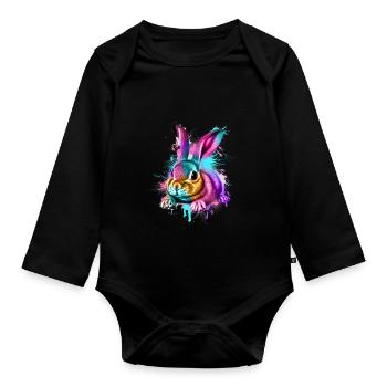 Rabbit Rabbit - Organic Longsleeve Baby Bodysuit - black - Front