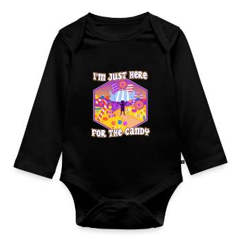 Im just here for the candy - Organic Longsleeve Baby Bodysuit - black - Front