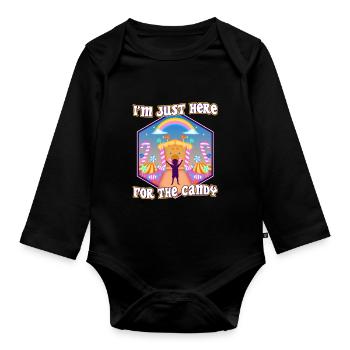 Im just here for the candy - Organic Longsleeve Baby Bodysuit - black - Front