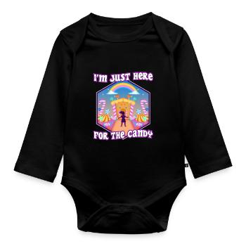 Im just here for the candy - Organic Longsleeve Baby Bodysuit - black - Front
