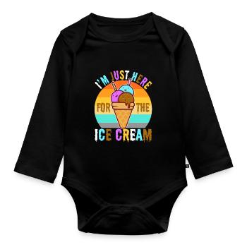 Im just here for the ice cream - Organic Longsleeve Baby Bodysuit - black - Front