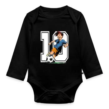 Football Birthday - 10 year old boy - 10. - Organic Longsleeve Baby Bodysuit - black - Front