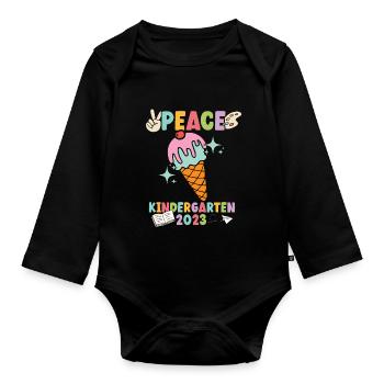 Eis Eiscreme Peace Kindergarten 2023 - Baby Bio-Langarm-Body - Schwarz - Vorne