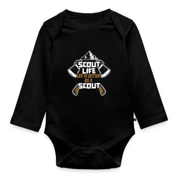 Hache scoute - Body Bébé bio manches longues - noir - Devant