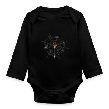 spider web spider tarantula - Organic Longsleeve Baby Bodysuit - black - Front