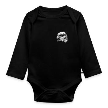 Eagle Bird Graphic Animal Motif - Organic Longsleeve Baby Bodysuit - black - Front