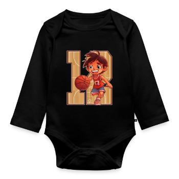 Anniversaire de basketball - Garçon de 12 ans - - Body Bébé bio manches longues - noir - Devant