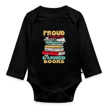 Fier partisan des livres interdits - Body Bébé bio manches longues - noir - Devant