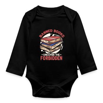 Banned Books Uncover The Forbidden - Organic Longsleeve Baby Bodysuit - black - Front