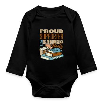 Fier partisan des livres interdits - Body Bébé bio manches longues - noir - Devant