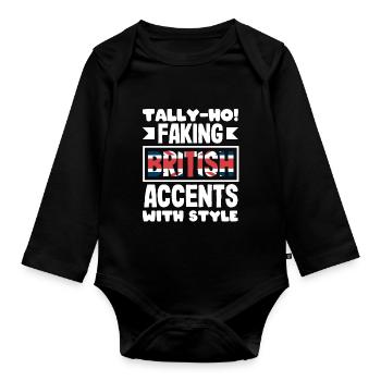Tally-ho! Simuler les accents britanniques avec style - Body Bébé bio manches longues - noir - Devant