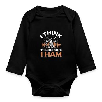 I Think Therefore I Ham Radio Signal Antenna Netwo - Organic Longsleeve Baby Bodysuit - black - Front