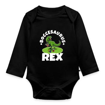 Boccesaurus Rex - Organic Longsleeve Baby Bodysuit - black - Front