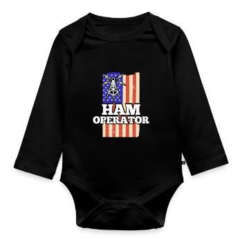American Flag Signal Network Ham Radio Ham Operato - Organic Longsleeve Baby Bodysuit - black - Front