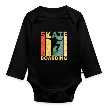 Skateur Planche à roulettes Skateur - Body Bébé bio manches longues - noir - Devant