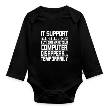 Drôle d’ingénieur informatique de support informatique - Body Bébé bio manches longues - noir - Devant